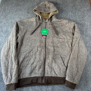 Big Ball Sports Mens XXL Brown Marled Full Zip Sherpa Lined Hoodie NWT